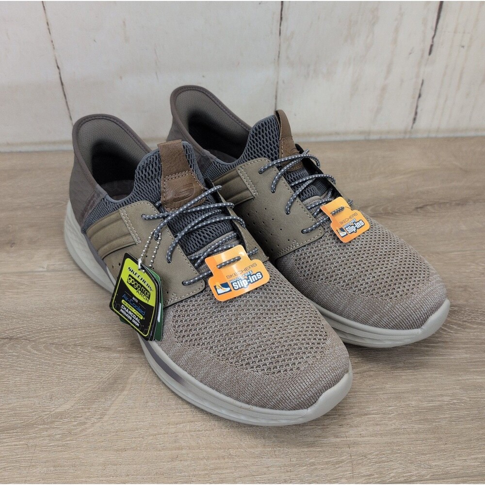SKECHERS Slade Ocon Taupe Relaxed Fit Slip Ins Sneaker Shoe Men's Size 12 New